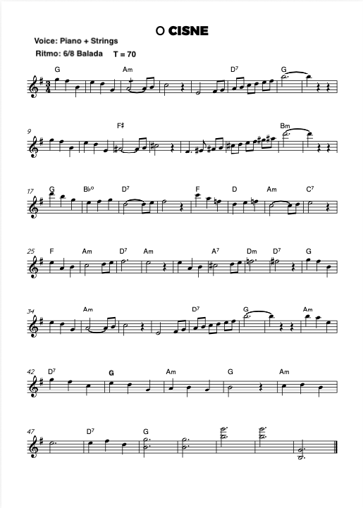 Partitura O Cisne